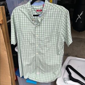 Izod Green and White Casual Button Down Shirt